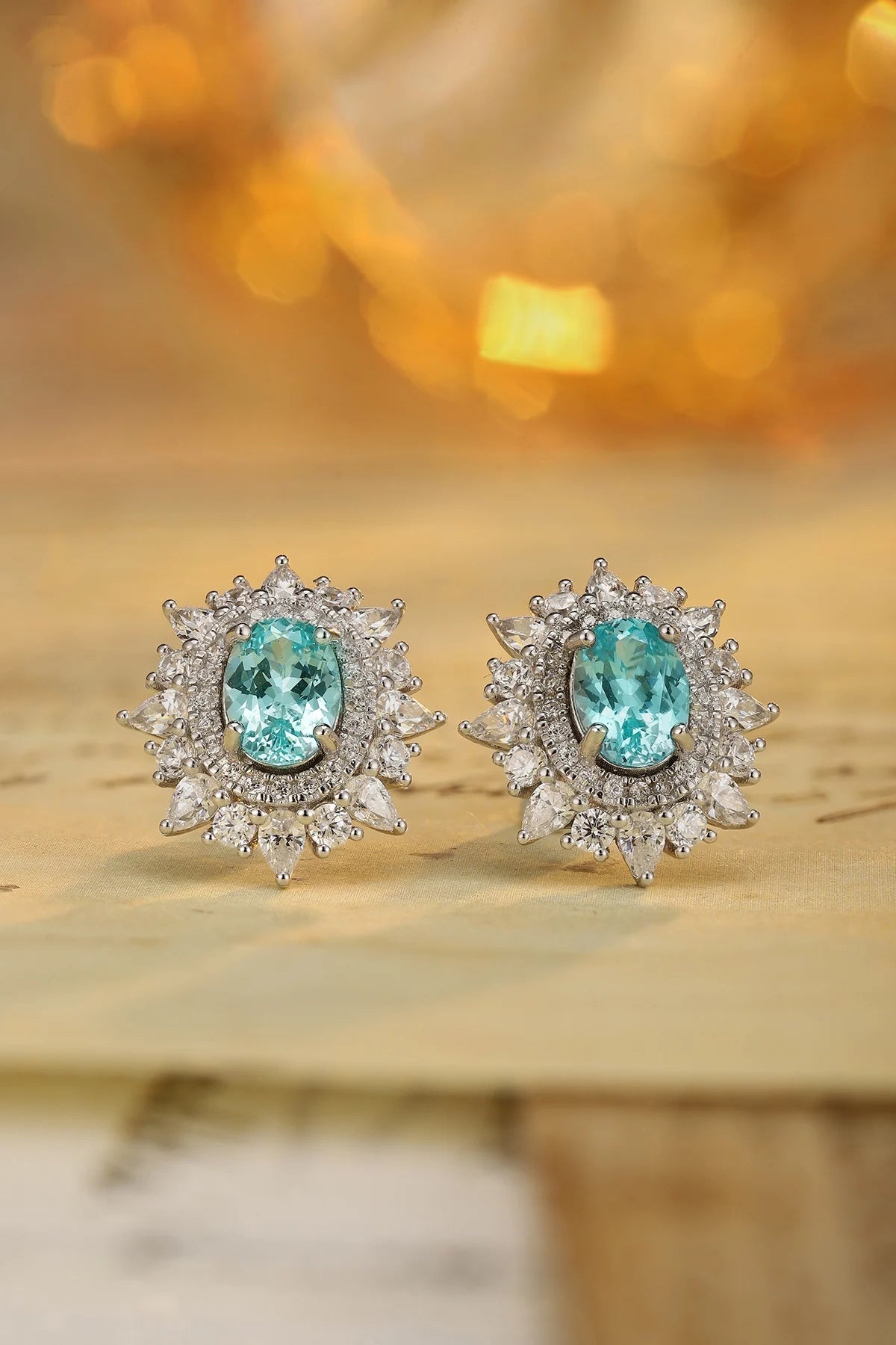 Gemfiori Anster High Quality Lab Grown Paraiba Oval Cut S925 Silver Earring Stud Dainty Gemstone Earrings for Women Daily Wear Gift