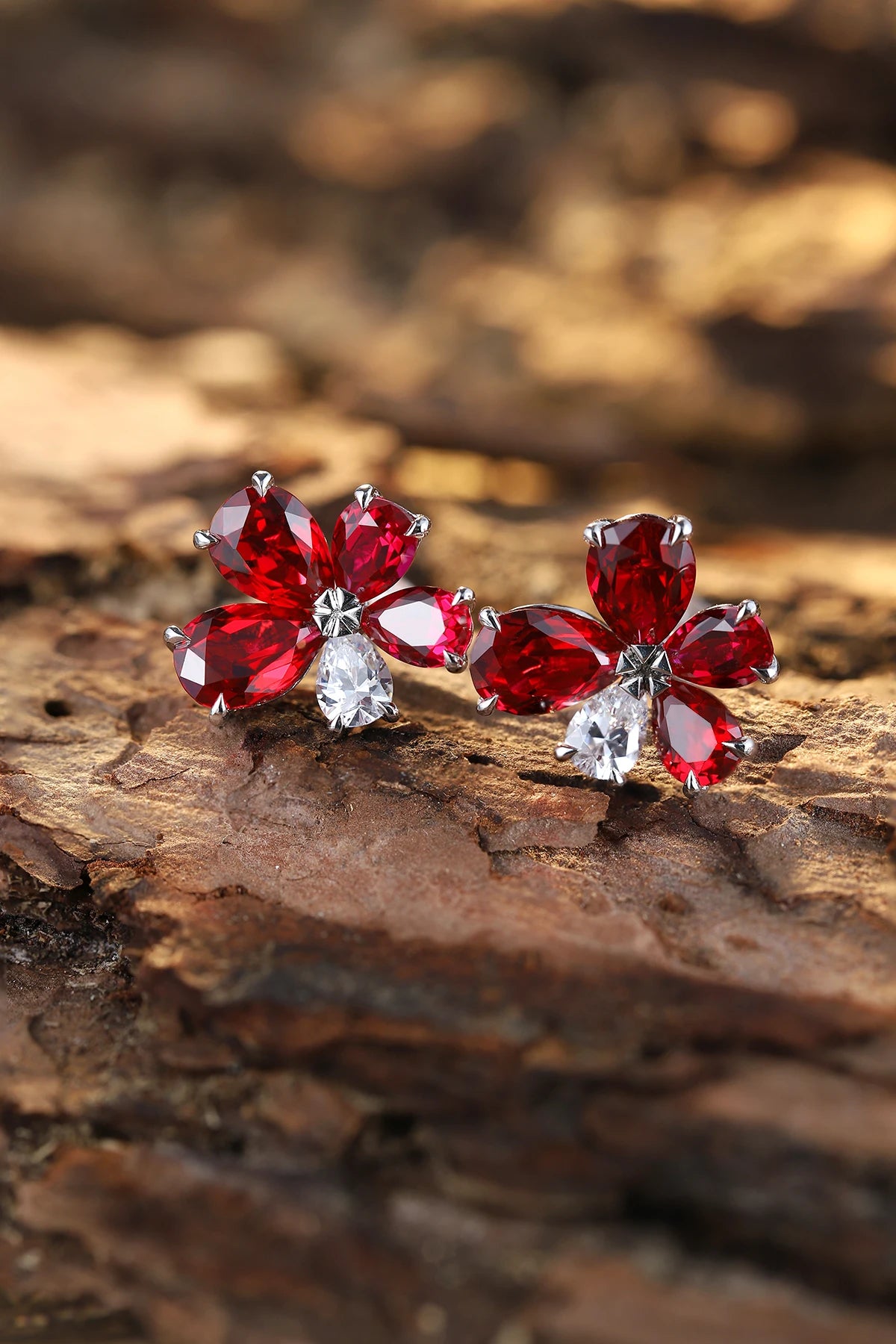 Gemfiori Lab Grown Ruby Earrings Women's Earrings Lab Made Ruby Earrings Lady Use