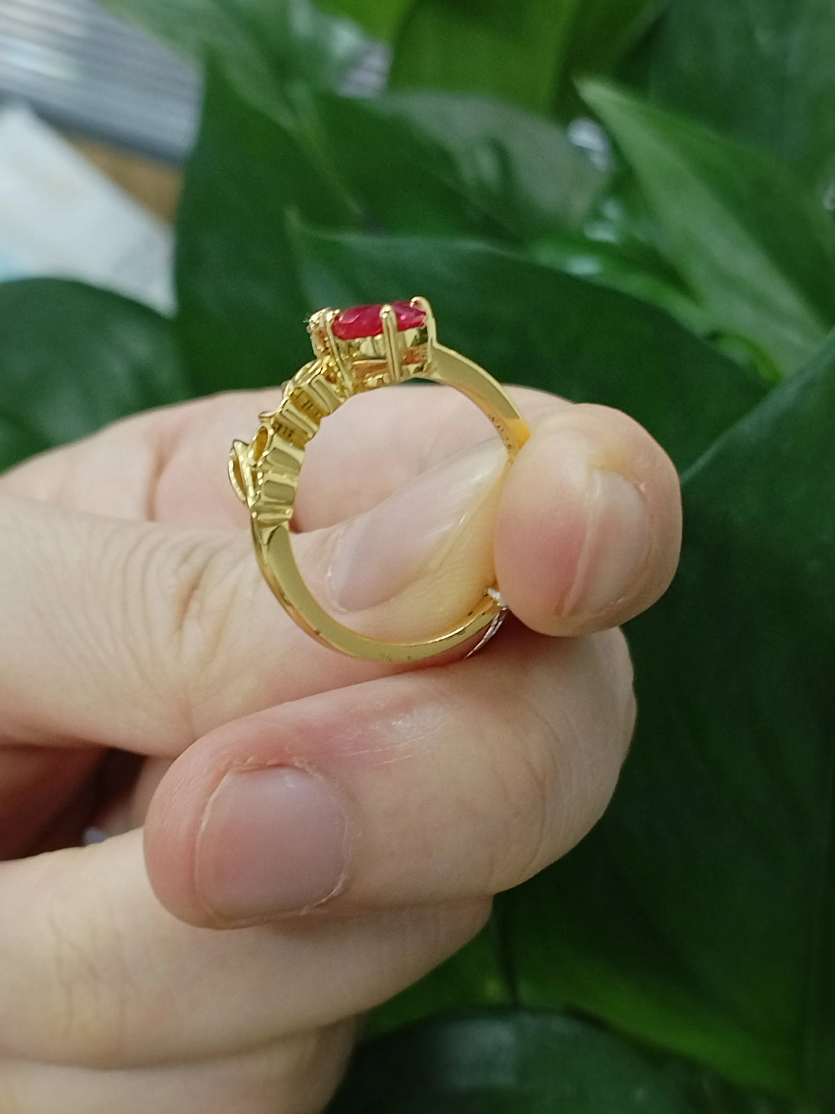 Gemfiori Custom Luxury Pear Cut Ring Lab Grown Ruby Eternity Promise Ring Women Jewelry Red Gemstone 925 Sterling Silver Ring for Party