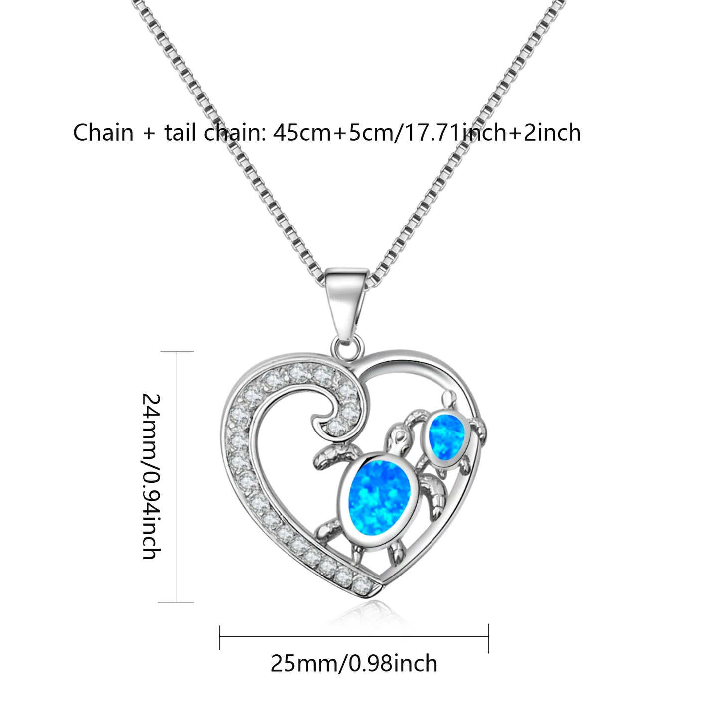 TikTok INS Wind Hawaii Beach Explosion Copper Alloy Opal Turtle Animal Pendant Silver Plated Vintage Women's Wholesale Pave Box