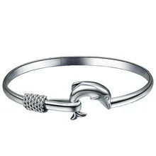 REBEL Little dolphin Bangle Clasp Geometric Inlaid Silver Plate Fashion Jewelry