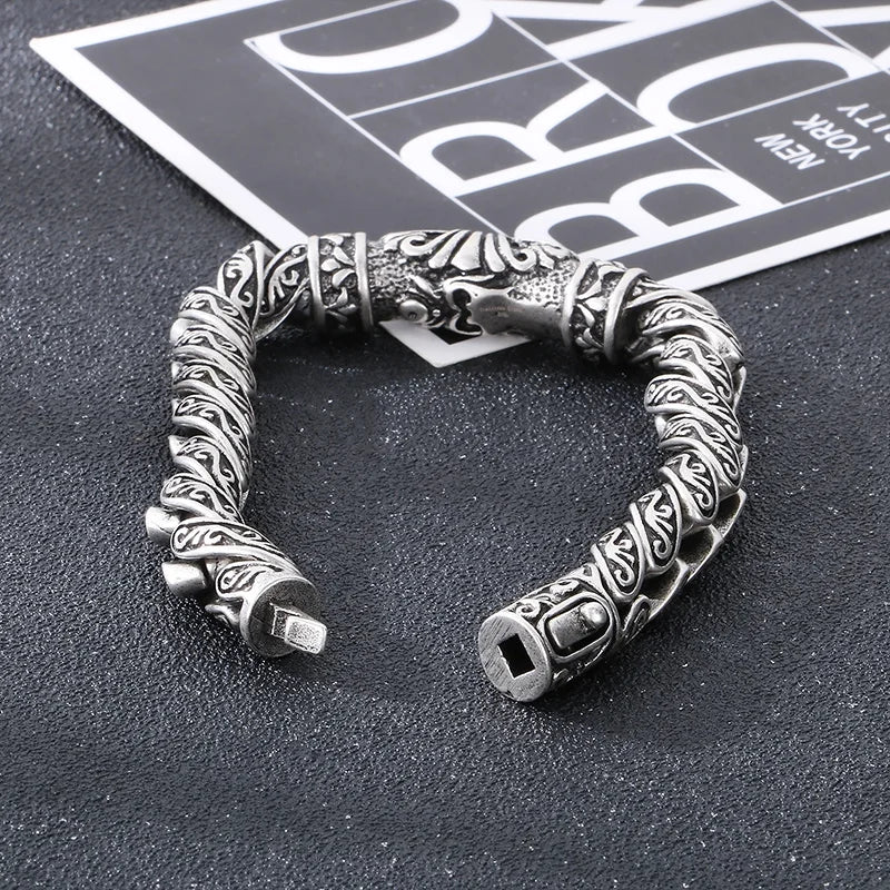 KALEN 220mm Men Vintage Medieval Style Stainless Steel Links Bracelet