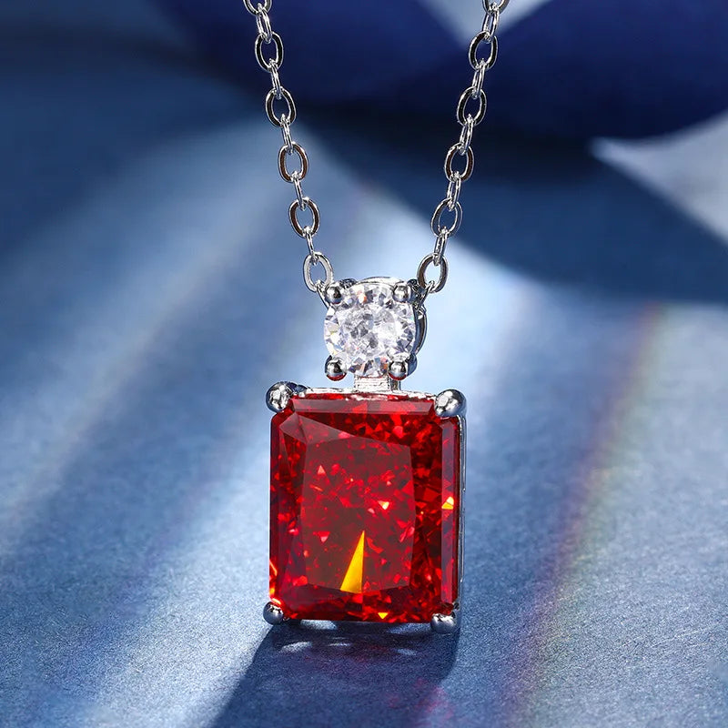 Gemfiori European and American Romantic Fashionable Personalized square Earrings Ring Pendant Exquisite and Elegant Three Piece Set