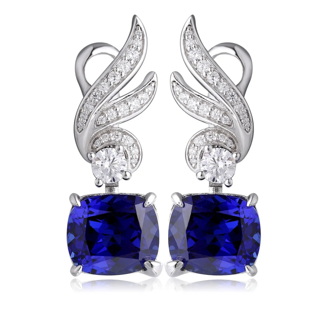 Gemfiori Anster High Quality S925 Lab Grown Sapphire Earring Stud Dainty Gemstone Stud Earrings for Women Daily Wear Gift