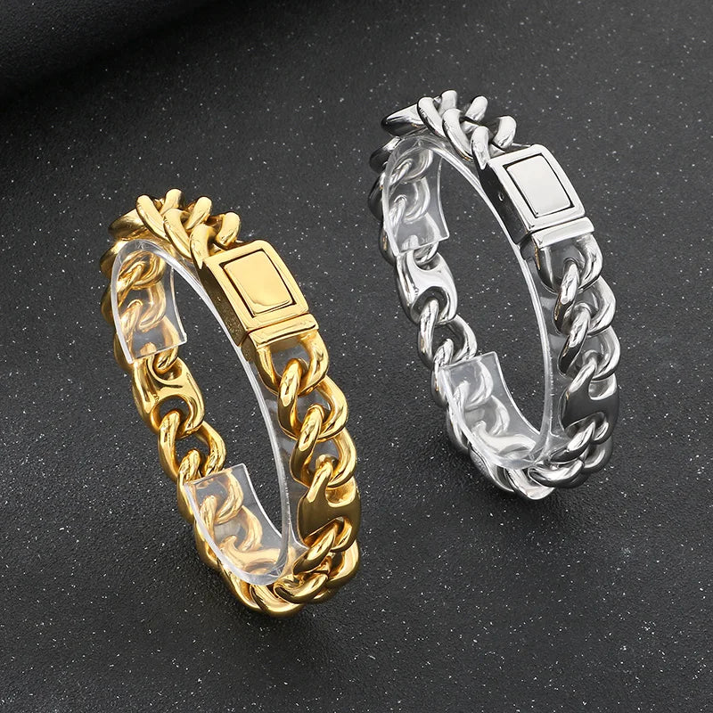 REBEL Trendy Fine Jewelry Fashion Bracelets Men Stainless Steel Novel Cuban Links Bracelet Bangle
