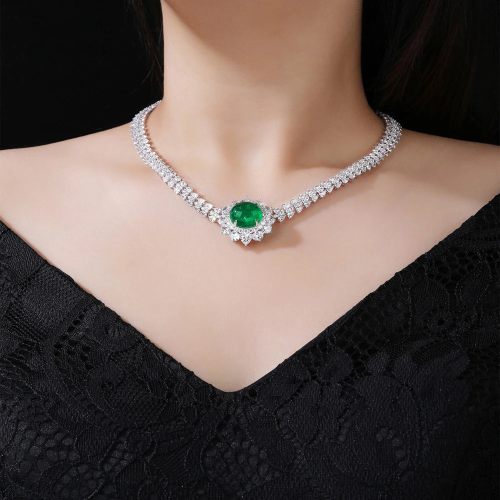 MUSHAN Jewelry Factory S925 Sterling Silver Necklace Light Luxury Electroplated White Gold High Carbon Diamond Jewelry