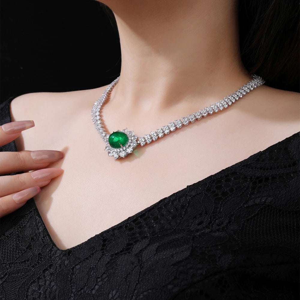 MUSHAN Jewelry Factory S925 Sterling Silver Necklace Light Luxury Electroplated White Gold High Carbon Diamond Jewelry