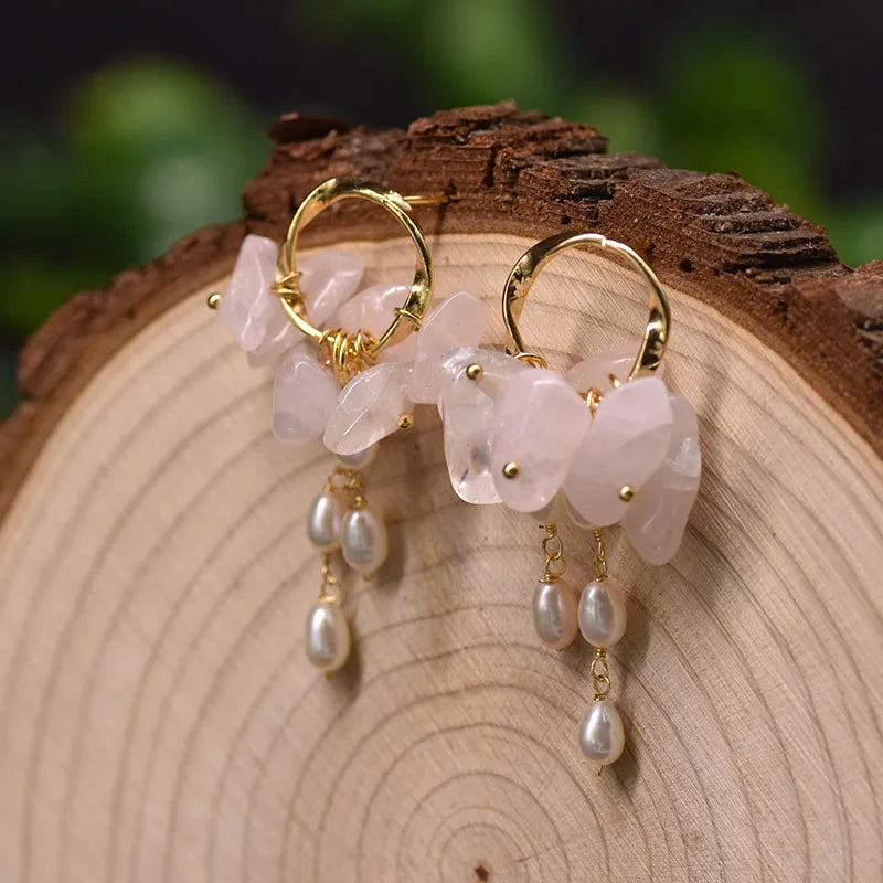 Pink Crystal Earrings Party Gift Freshwater Pearl Drop Earrings Ear Pin 925 Sterling Silver Fine Jewelry  Earrings Bulk