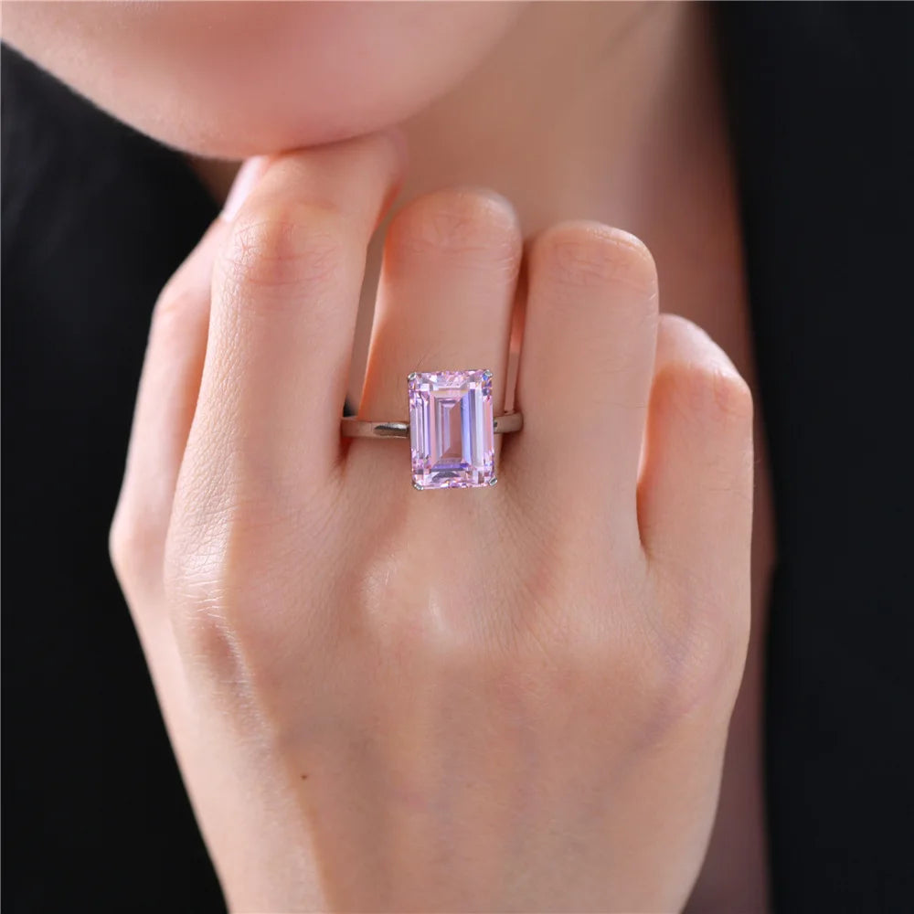 MuShan Jewelry Factory S925 Sterling Silver Rectangular Chamfered Flat 10*14 High Carbon Diamond 10 Carat Elegant Woman