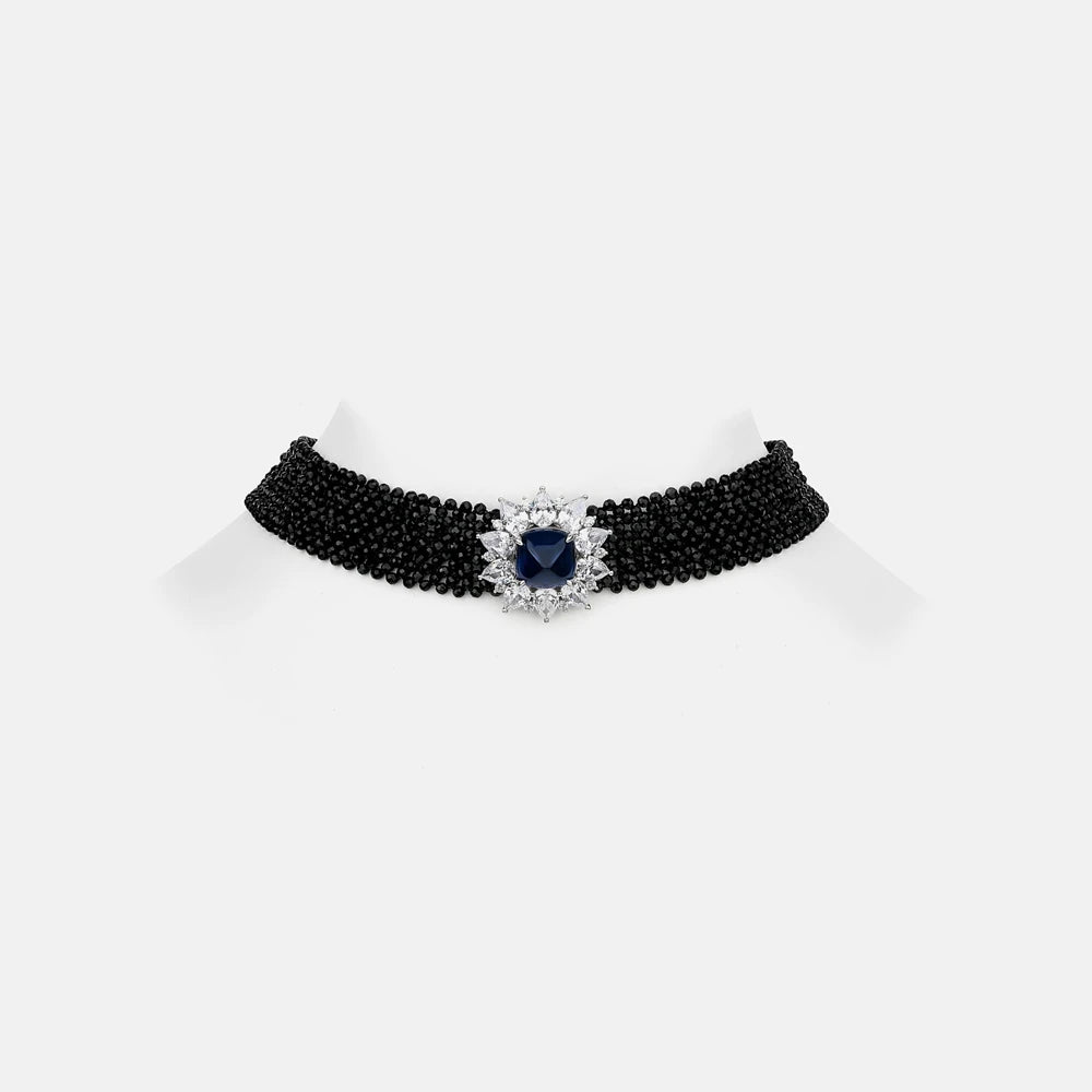 MUSHAN Jewelry Factory Black Spinel Woven S925 Sterling Silver Multi Layer Necklace High End Cross Piece Necklace