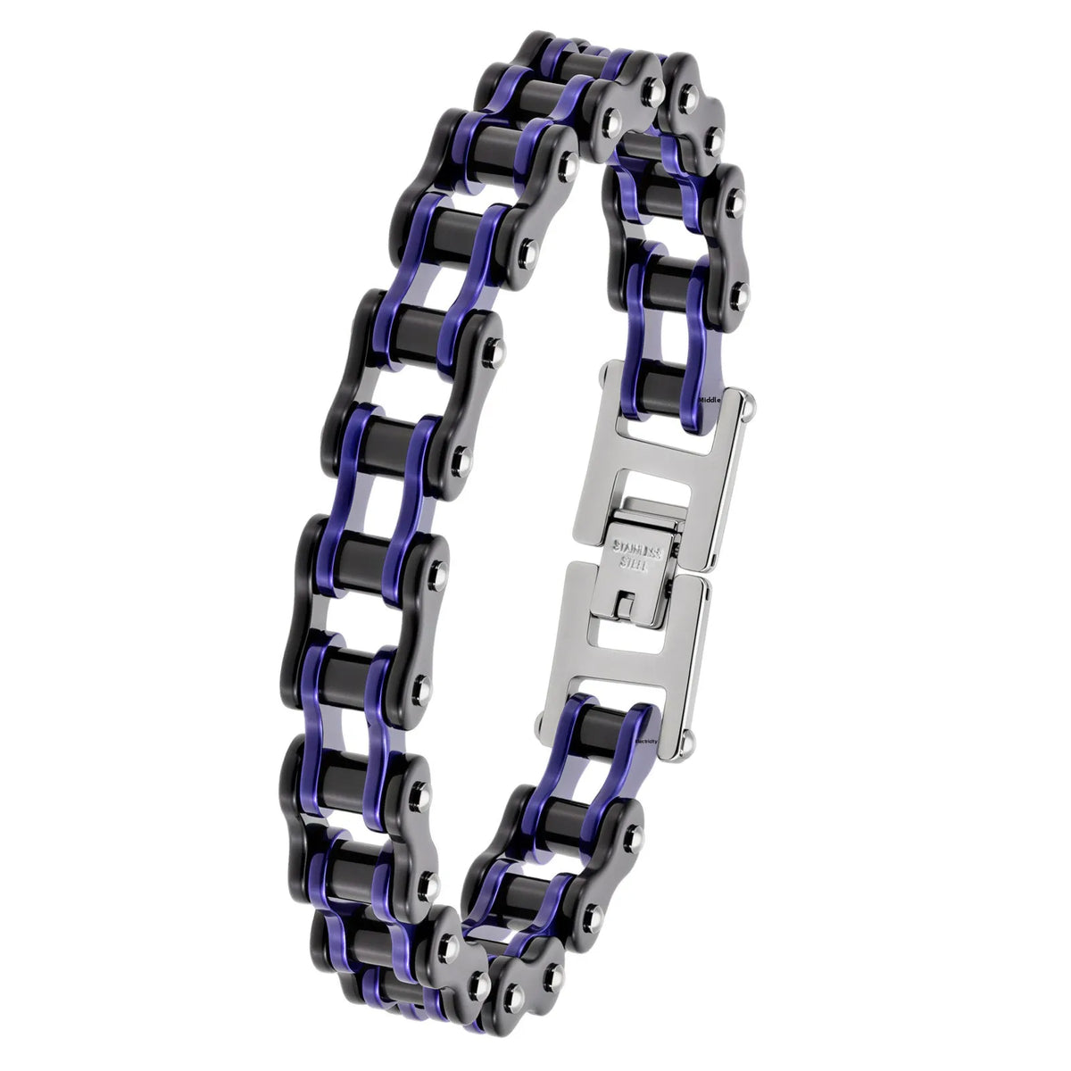 REBEL European American Womens Bicycle Motorcycle Chain Stainless Steel Bracelet Real Gold Plating Trendy Rock-Style Personalized