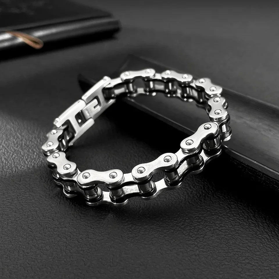 REBEL GOLDIX 316L Stainless Steel Punk Biker Bracelet for Men Fashion Charm Bike Bicycle Chain Hombre Pulsera Acero Inoxidable