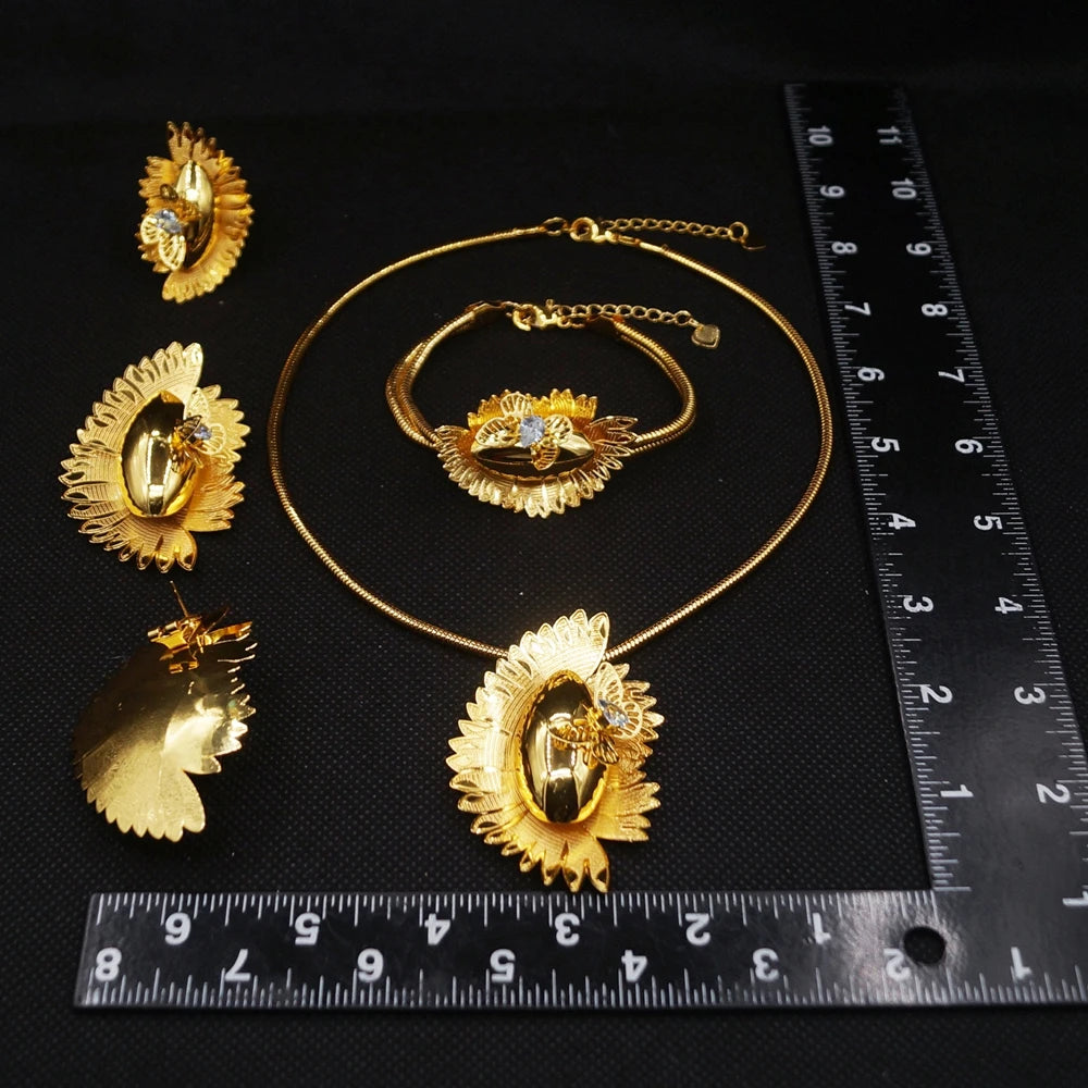 Zhuerrui Dubai Luxury Gold Plated Jewelry Set for Women 4Pcs Twisted Chain African Bridal Wedding Party Jewelry Gifts HE2550720