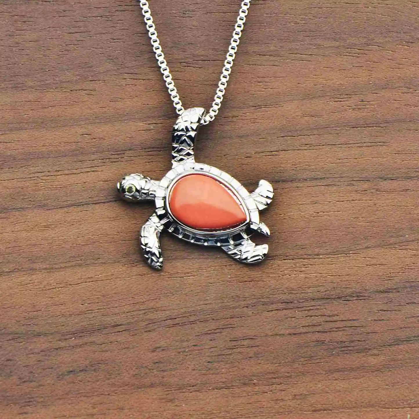 Coral TurtlePendant Necklace-Copper Sweater Chain Link Chain Wholesale Jewelry