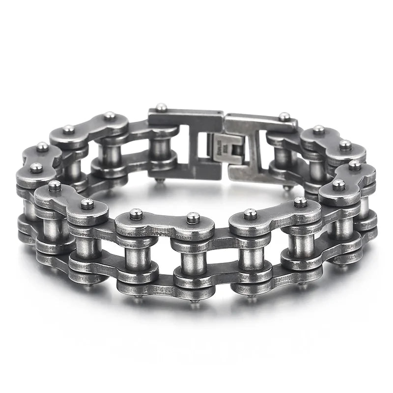 VIKING Mens Vintage Bike Chain Bracelet – Multi-Colour Stainless Steel