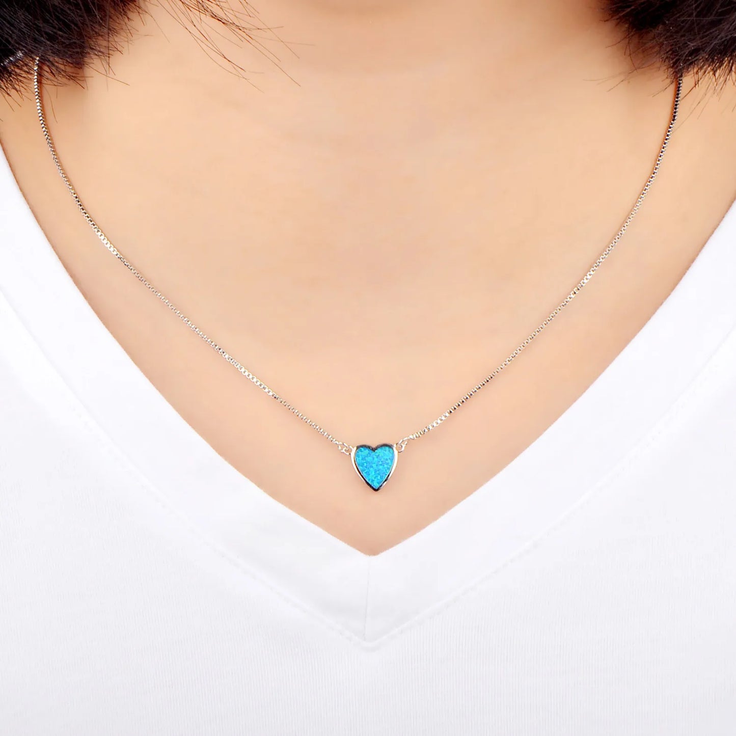 Aobao Christian Gratitude Opal Necklace Mother's Day Heart Inlaid Pendant Link Chain Fashion Jewelry Wholesale Bestseller