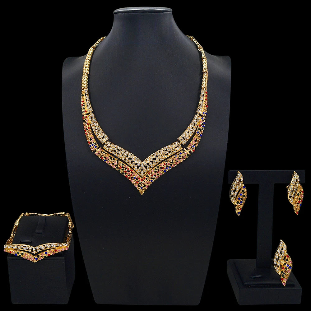 Zhuerrui Nigerian 18k Gold Plated Jewelry Set Brazil Gold Designer Wedding Jewellery Set Fashion Necklaces Jewelry SetsHB01614