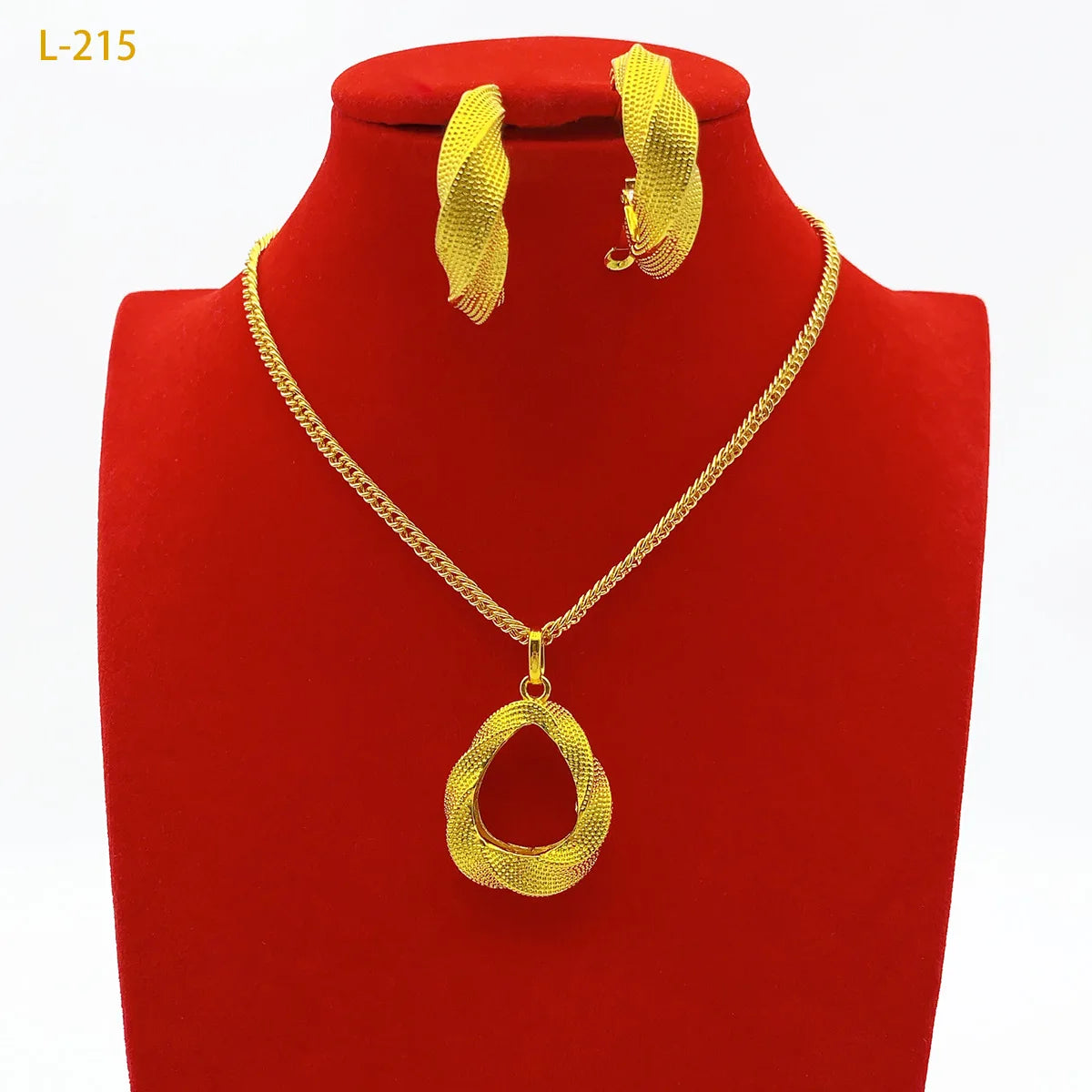 24K Gold Plated African Bridal Crystal Jewellery Set | Necklace & Earrings Wedding Occasion Set