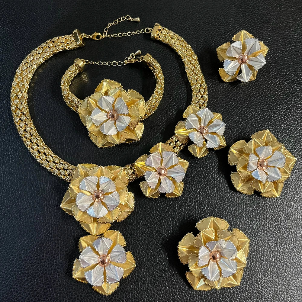 Zhuerrui High Quality Brazilian Gold Jewelry Set Necklace Bracelet Chain Jewelry Set Italian Gold Plated Jewelry Sets HS2500225