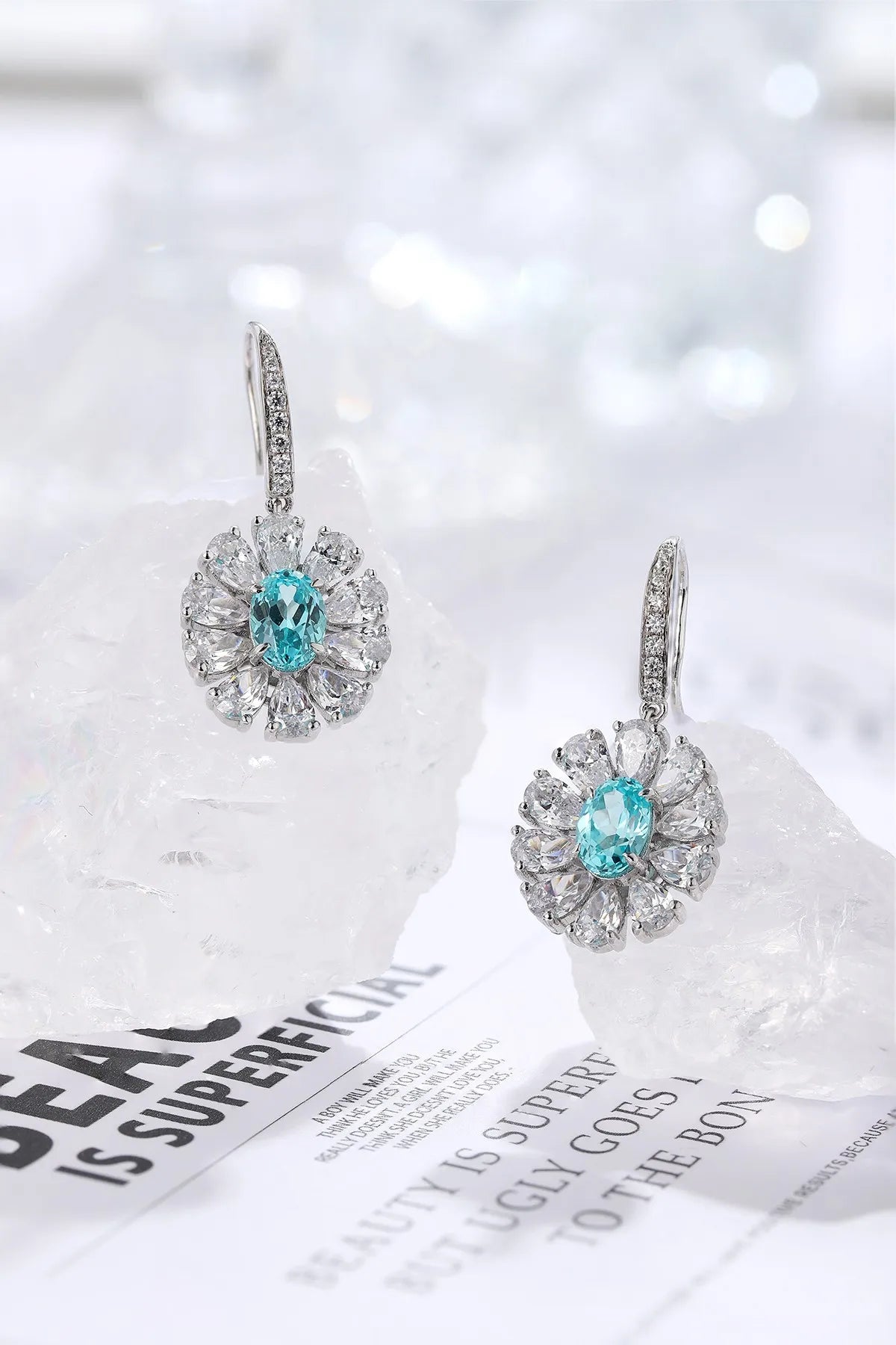 Gemfiori Anster High Quality S925 Lab Grown Paraiba Earring Stud Dainty Gemstone Stud Earrings for Women Daily Wear Gift