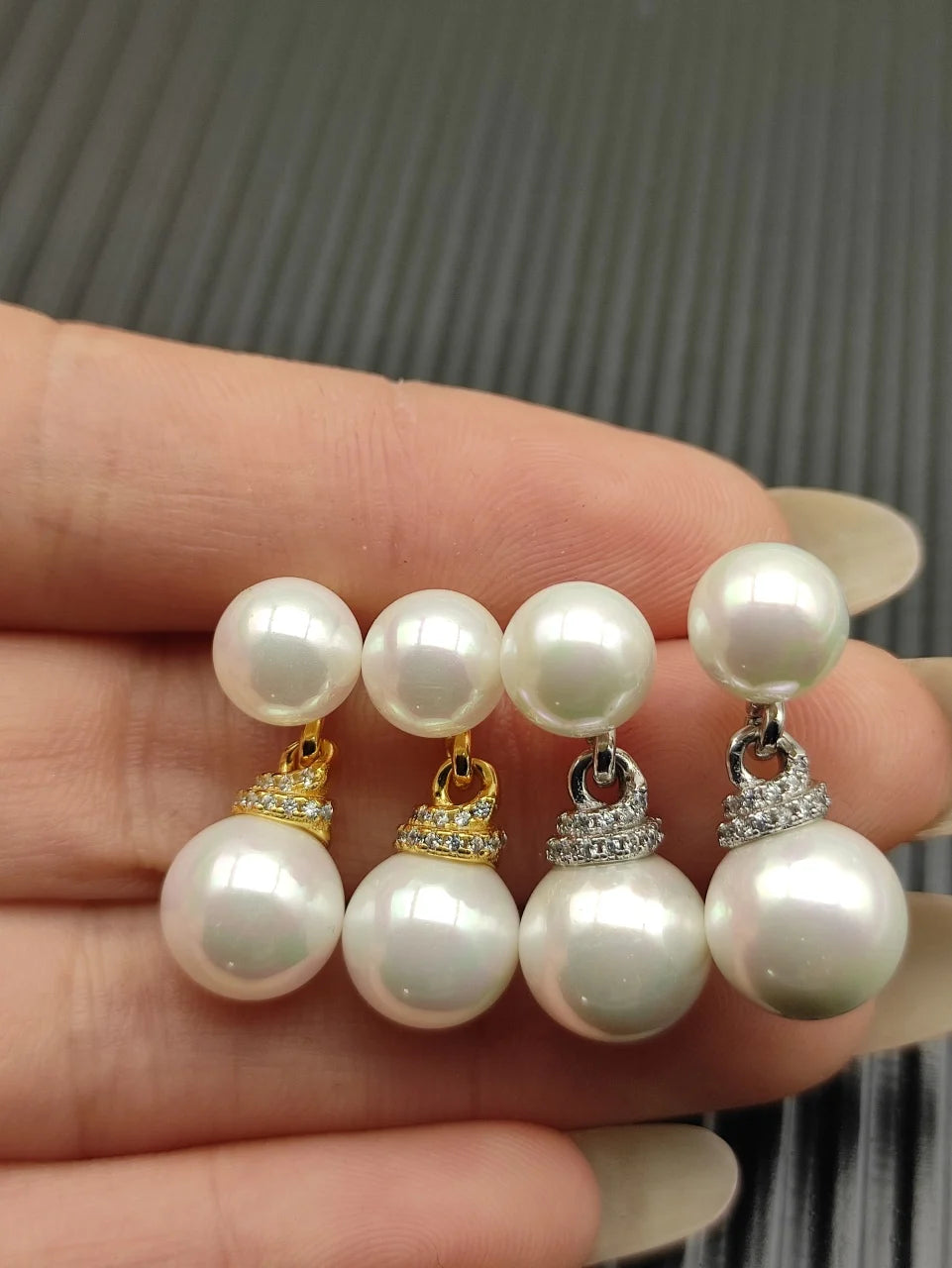 FASHIONISTA DY High-Quality Silver-Plated Pearl and Diamond Earrings. Gold-Plated Pearl Earrings. Jewelry .