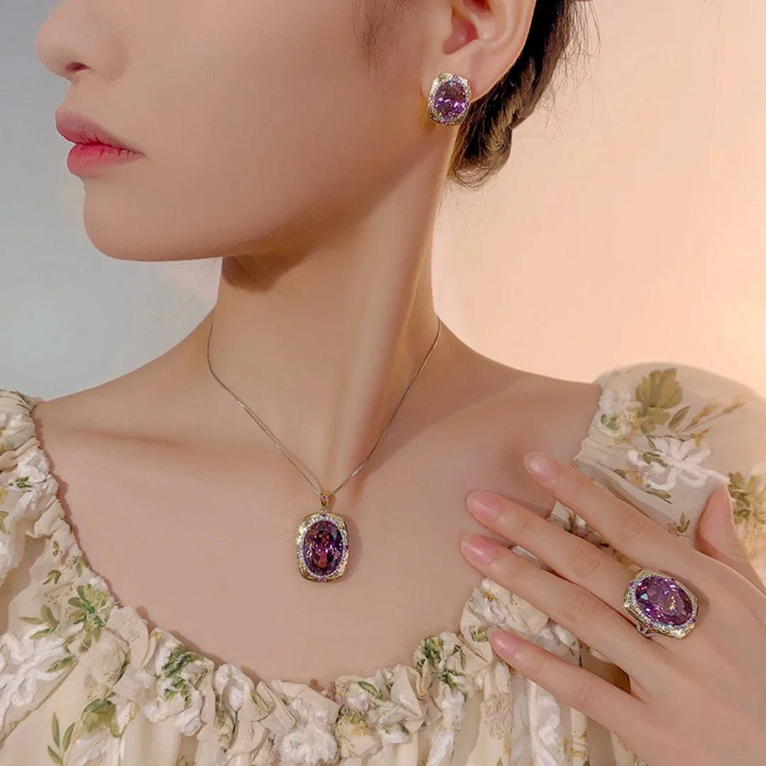 S&S Gold Plated Dried Rose Flower Jewellery Set – Pendant, Ring & Earrings – Collection