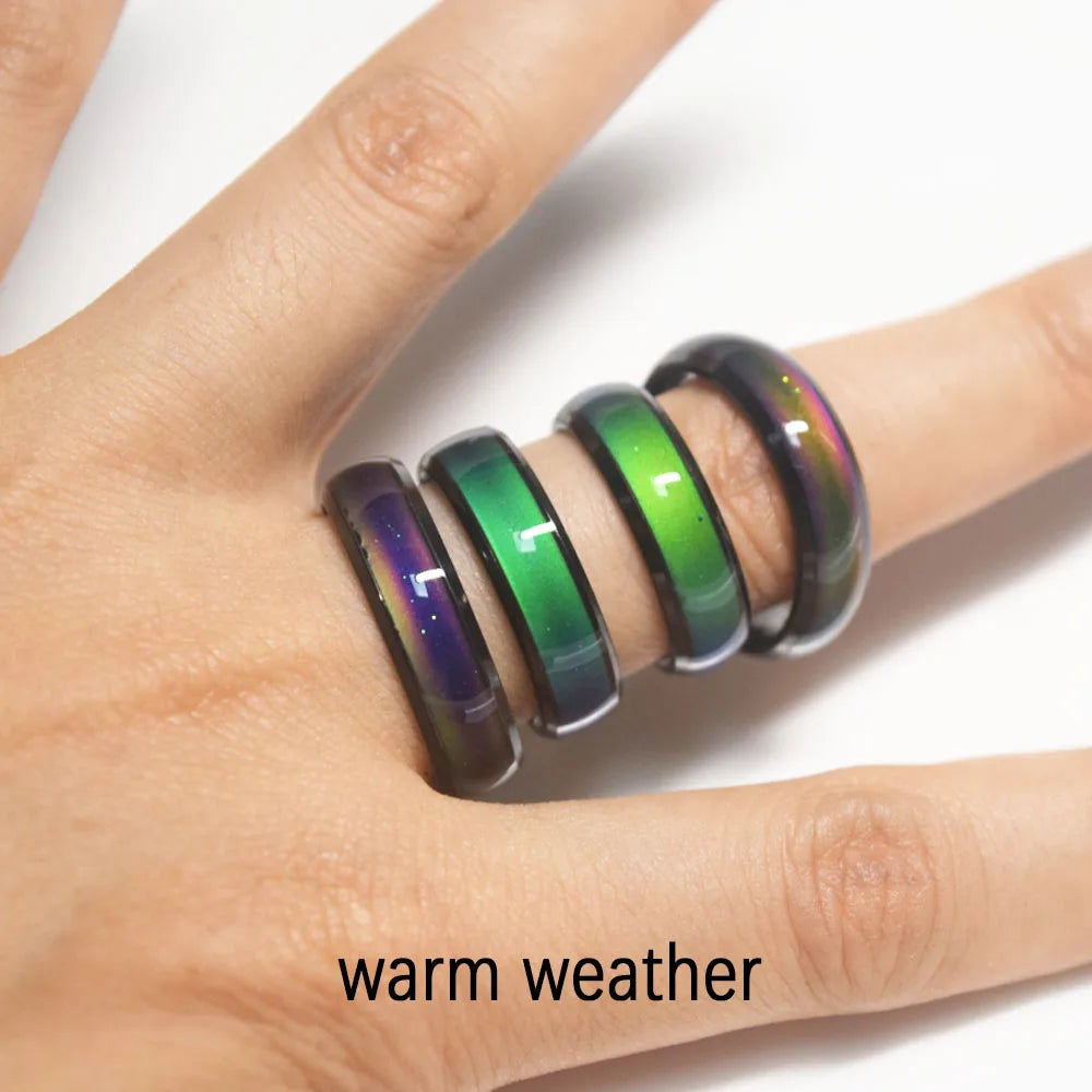 Stainless Steel Mood Ring Colors Changes As Temperature Changing Finger Rings