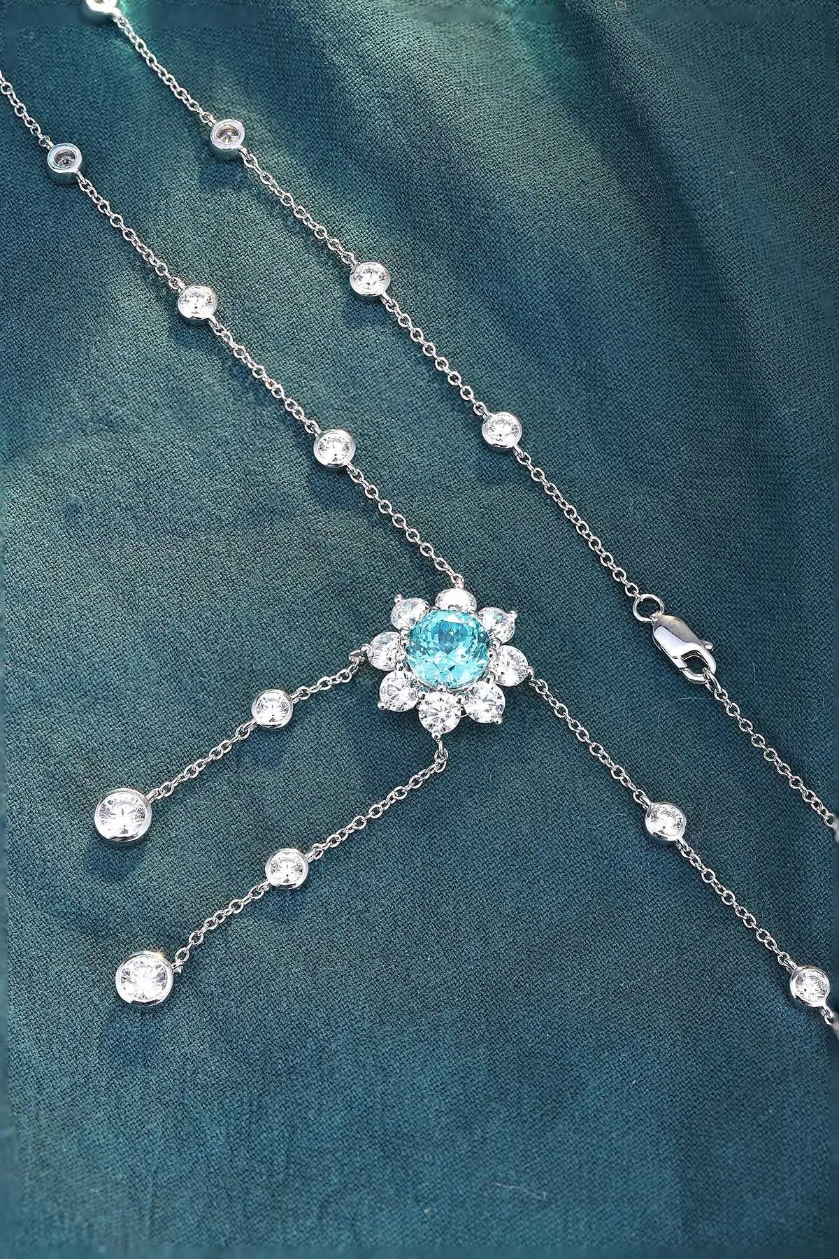 Gemfiori Anster 925 Sterling Silver High-quality Cultivated Paraiba Necklace - Suitable for Parties or As a Gift