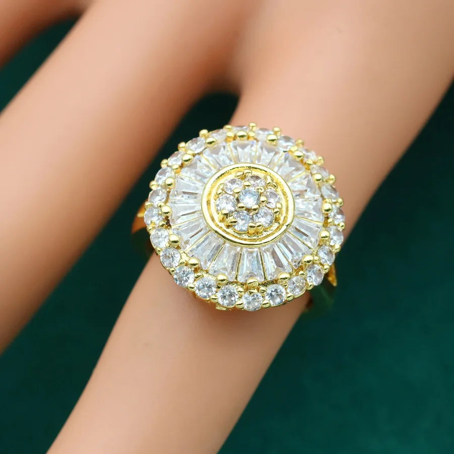 Classic round AAA Cubic Zirconia 18K Gold Jewelry Ring for Women's Engagement Anniversary Wedding or Party Gift