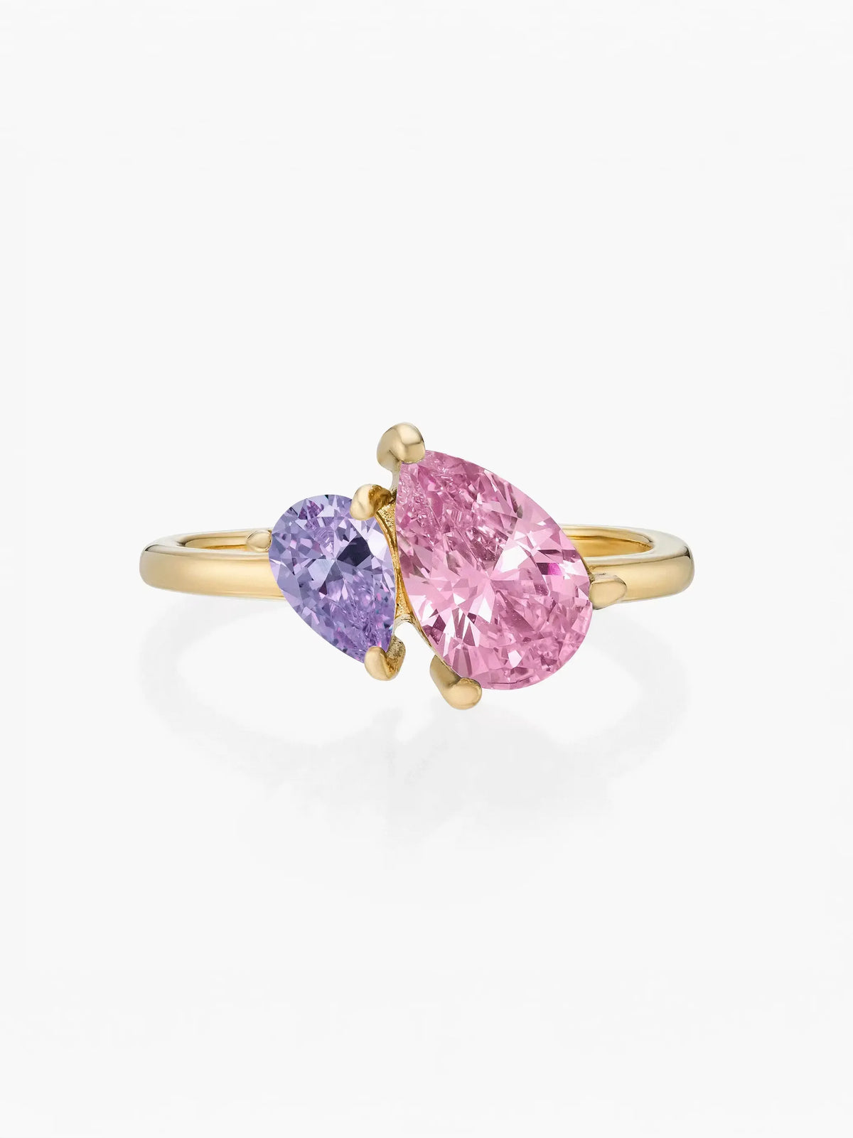 Birthstone Ring for Women Zirconia Toi Et Moi Ring 12 Colors Waterproof Skin-Friendly Gold Plated Steel Custom Anniversary Gift