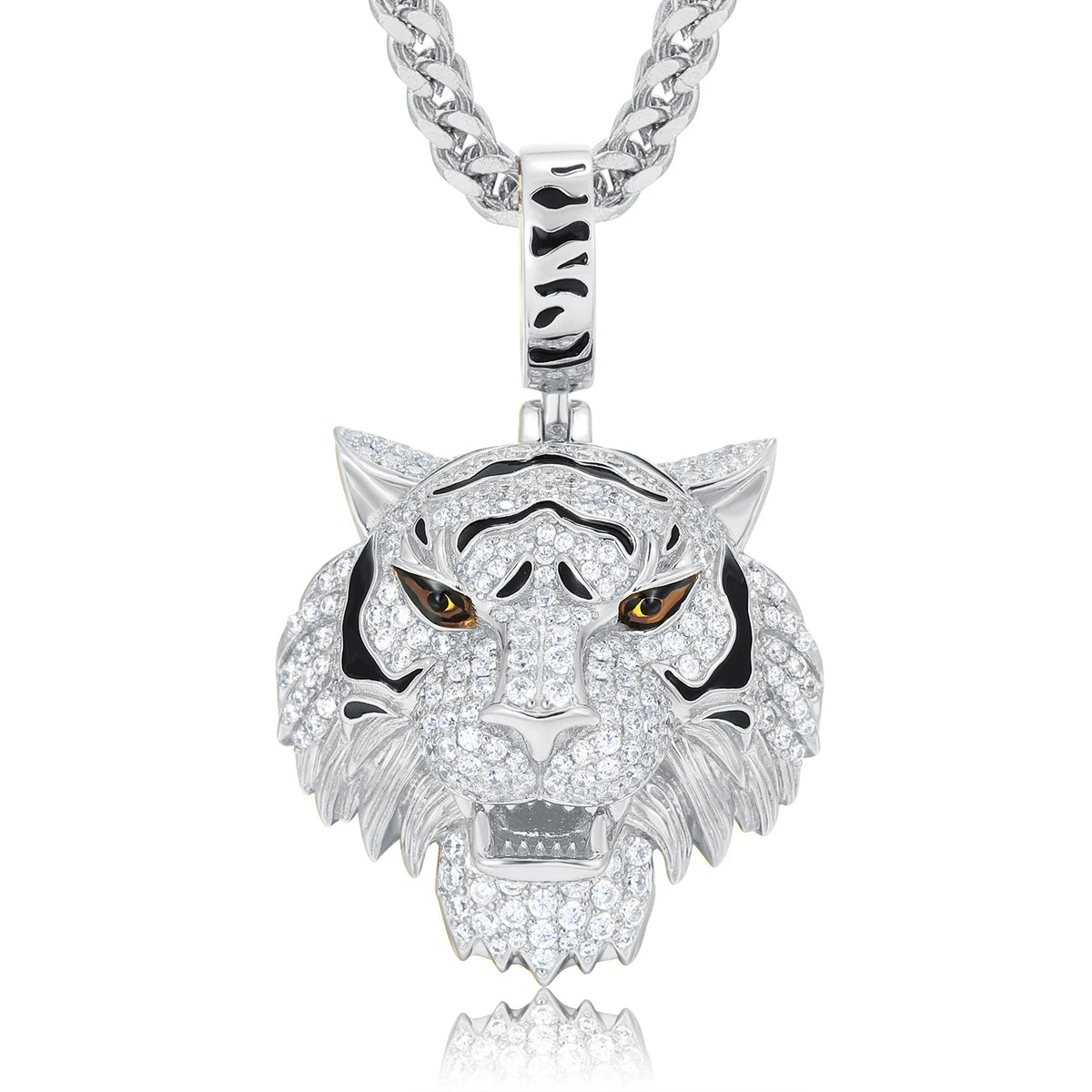 S&S 925 Silver VVS Moissanite Iced Out 3D Tiger Head Pendant | Hip-Hop Jewellery
