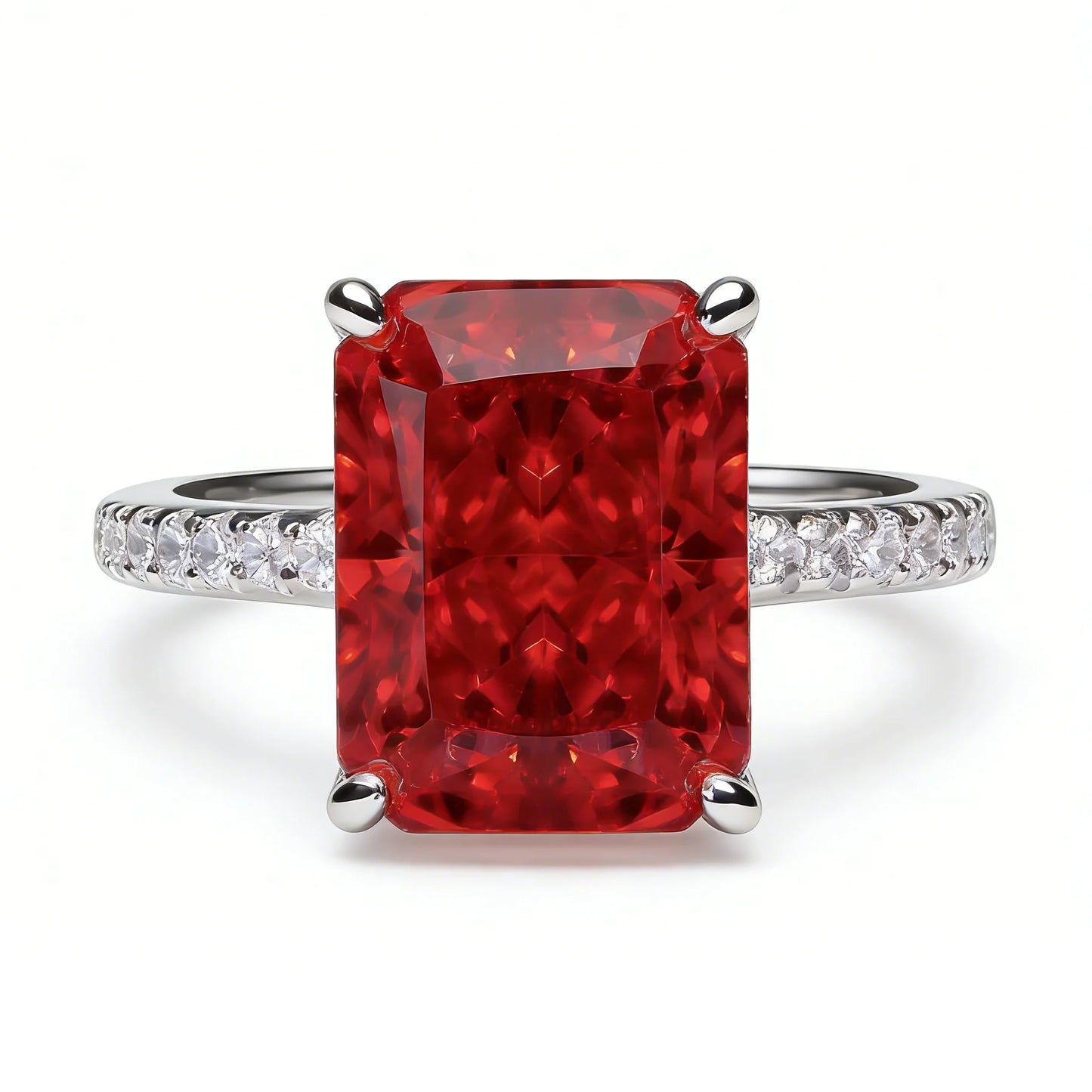 Wholesale Custom 925 Sterling Silver Ruby Rings Women Anniversary Wedding Red 5A 8A Zirconia Rings Jewelry Supplier Manufacturer