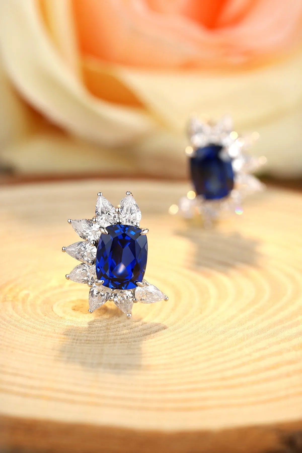 Gemfiori Anster High Quality S925 Lab Grown Sapphire Earring Stud Dainty Gemstone Stud Earrings for Women Daily Wear Gift