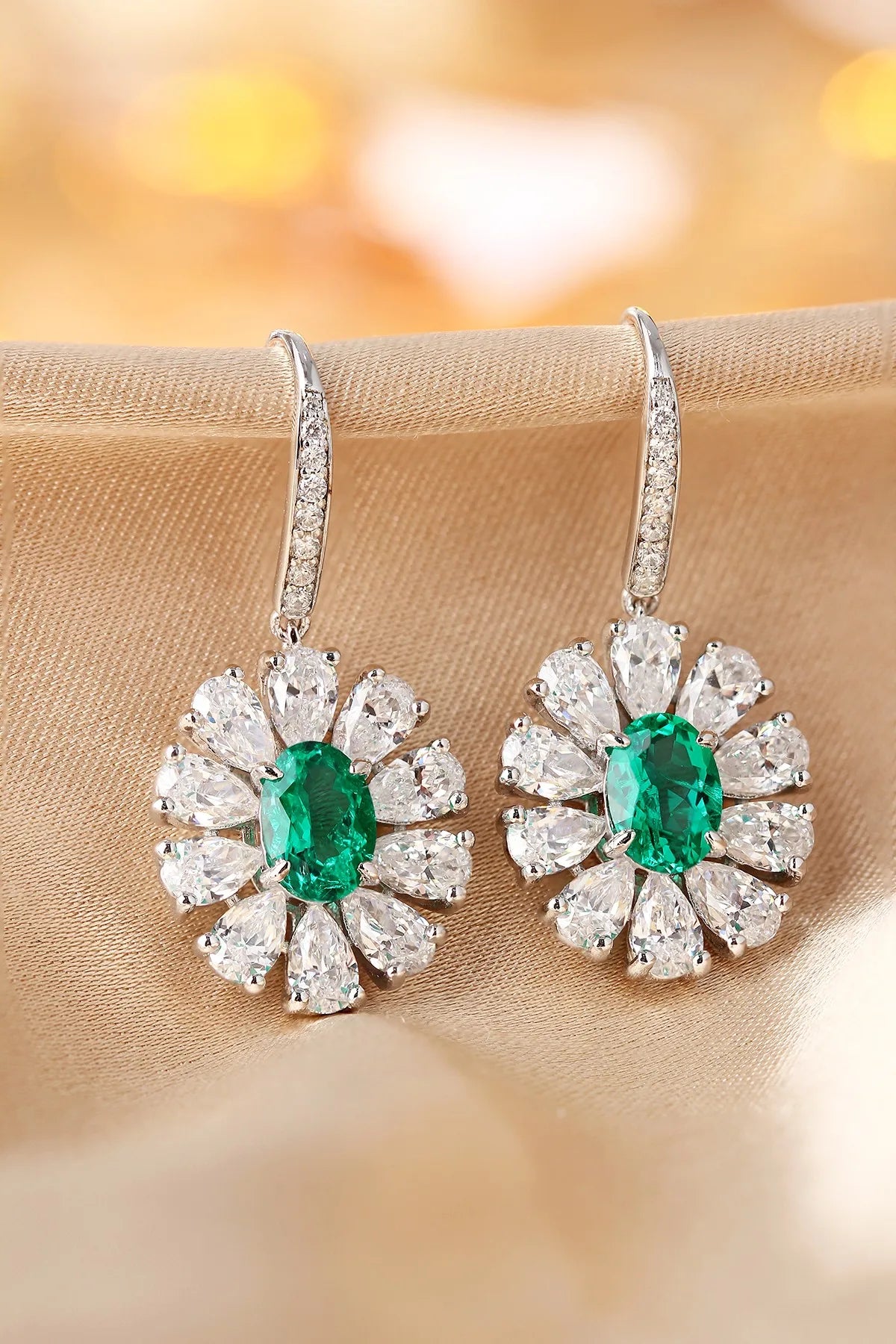 Gemfiori Anster High Quality S925 Lab Grown Emerald Earring Stud Dainty Gemstone Stud Earrings for Women Daily Wear Gift