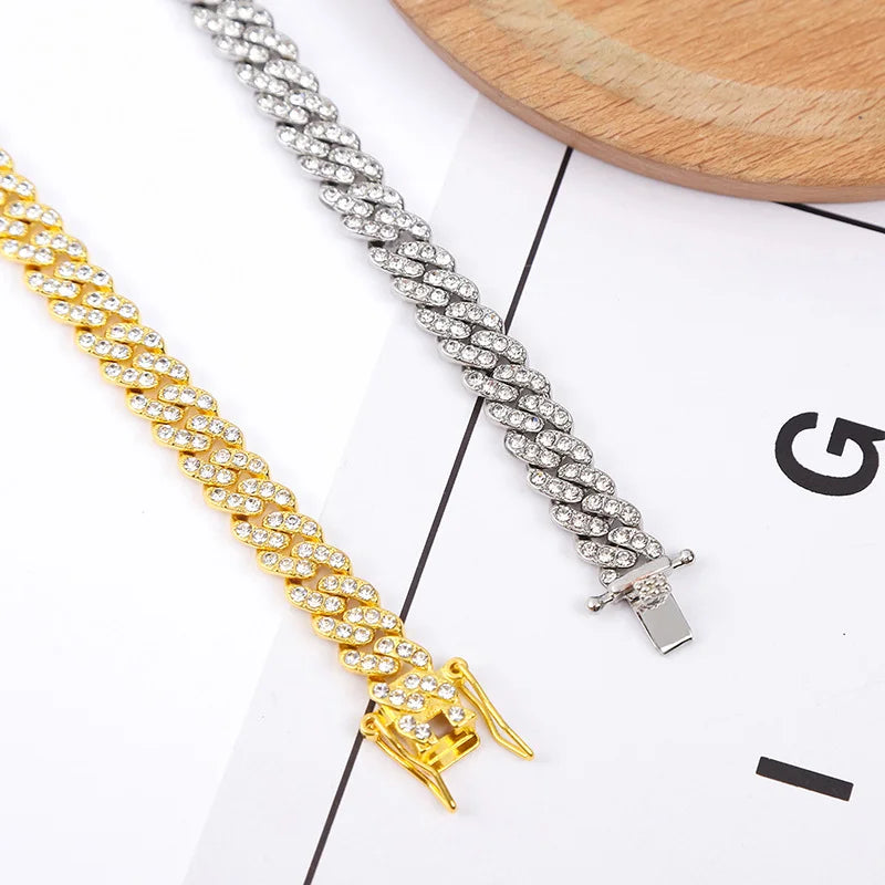 BiG-BOSS Hip Hop 9mm Diamond Cuban Chain Necklace for Men and Women Full Diamond with Zinc Alloy Fashion Charm for Bracelet by Stock