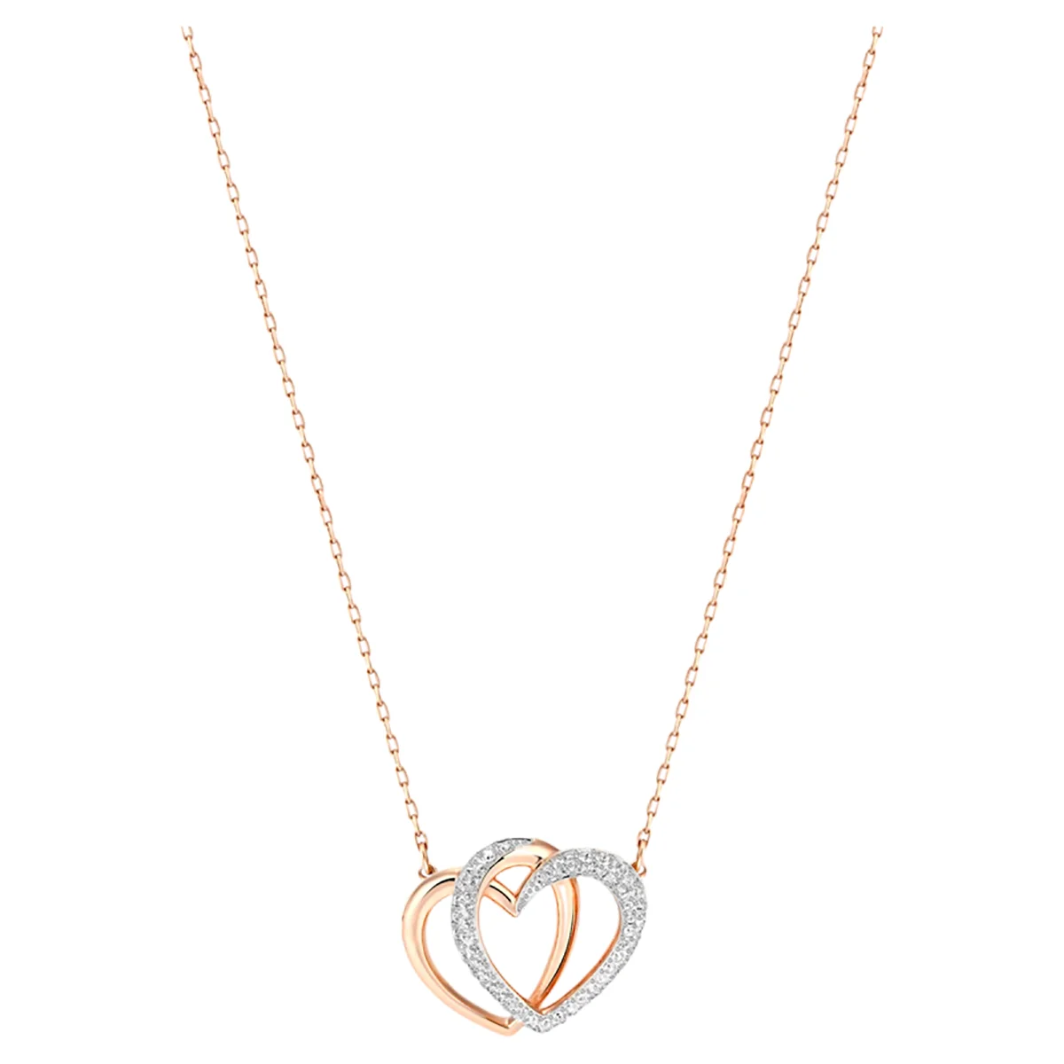S&S Dainty Love Heart Pendant Necklace, Cubic Zirconia Key Interlocking Necklace Romantic Gift for Her