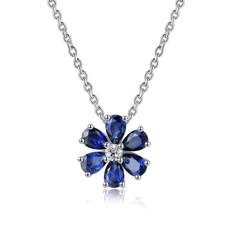 Gemfiori Hot Sale Rhodium Plated Lab Emerald Engagement Cute Necklace Chains Sterling Silver 925 Flower Shape Women Trendy 2026