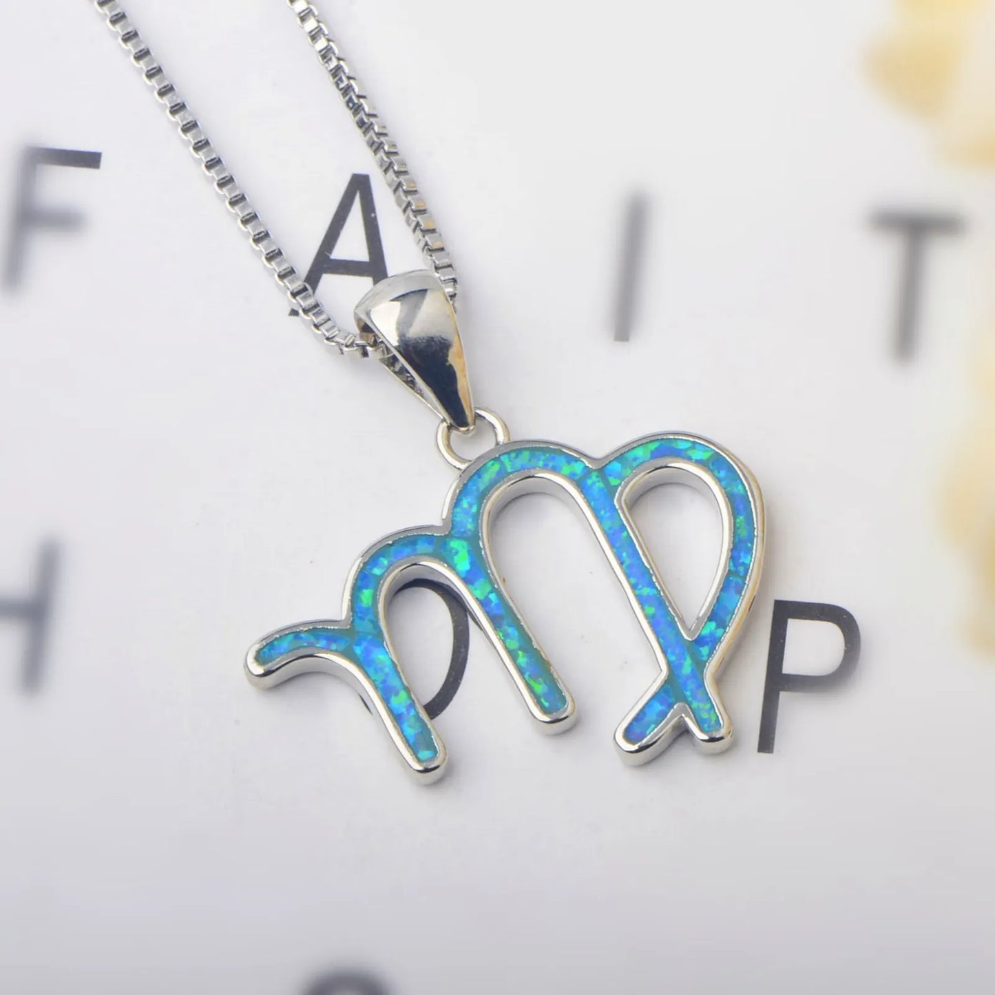 Dainty Scorpio Sign Necklace - Handcrafted Blue Fire Opal Silver Plated Hollow Zodiac Jewelry Bulk