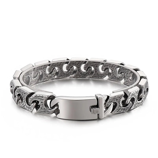 KALEN Men 220mm Silver/Grey Punk Stainless Steel Links Bracelet