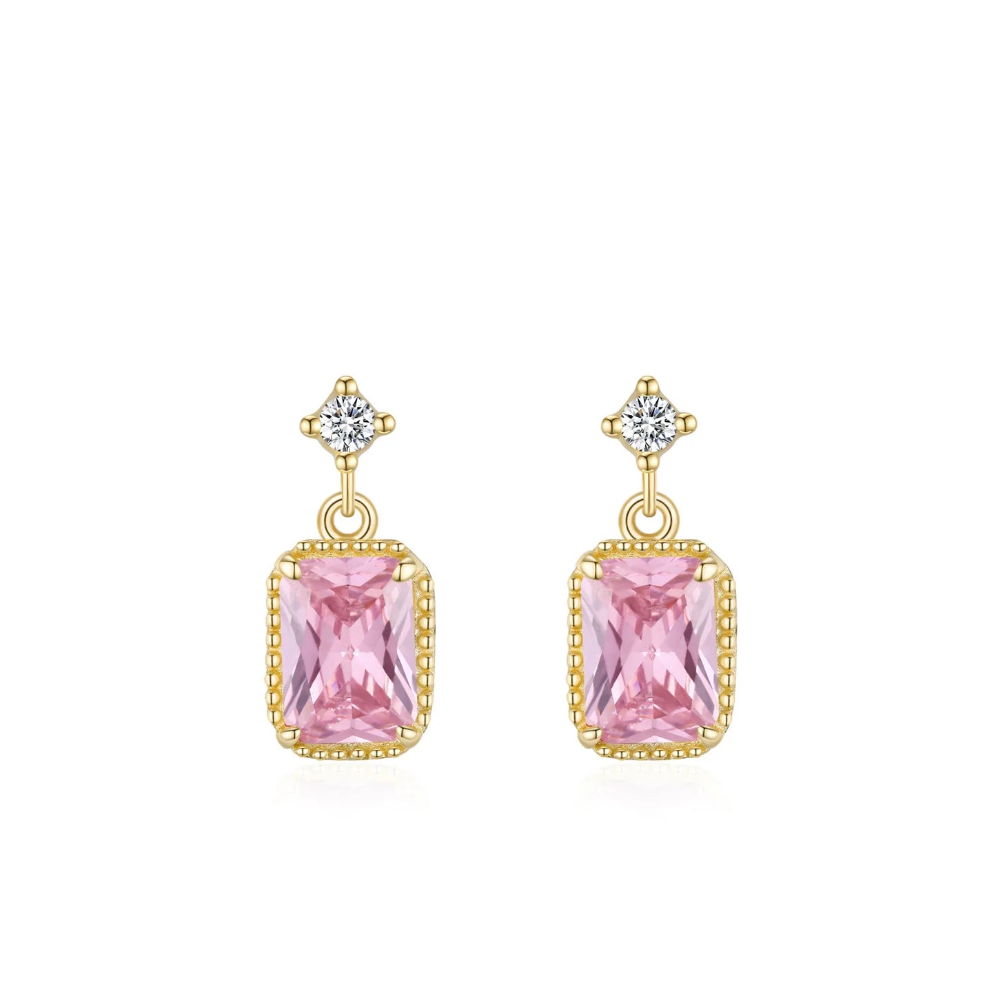 925 Sterling Silver Romantic Pink Sugar Diamond Pendant Necklace Earrings Fashion High-end Jewelry Set Gift Set