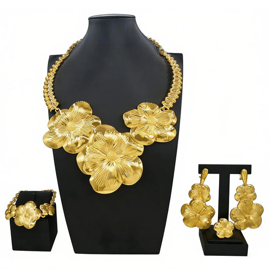 Italian Jewelry Set Alloy Brazilian Jewelry Sets Wedding Party Pendant Spiral Necklace Bracelet Ring Earrings Jewelry Set X00119