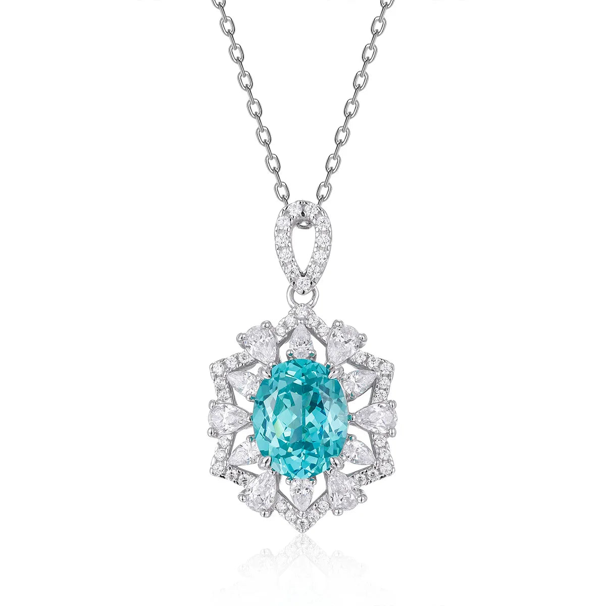 Lab Grown Paraiba Cluster Statement Jewelry Parure Rhodium Plated 925 Sterling Silver Gemstone Jewelry Set for Ball Accessories