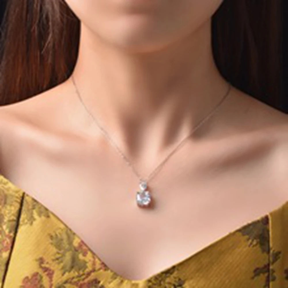MUSHAN Jewelry Factory New 925 Silver 8 Carat Necklace With 10*10 High Carbon Diamond Pendant Is Best Selling Accessory