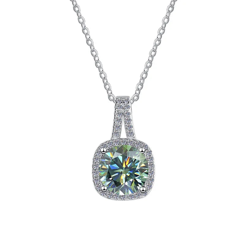 925 Sterling Silver 18K Gold Plated Luxury Pendant with Prong Set Loose Moissanite 1-2 CT Brilliant Cut Women's Wedding Gift