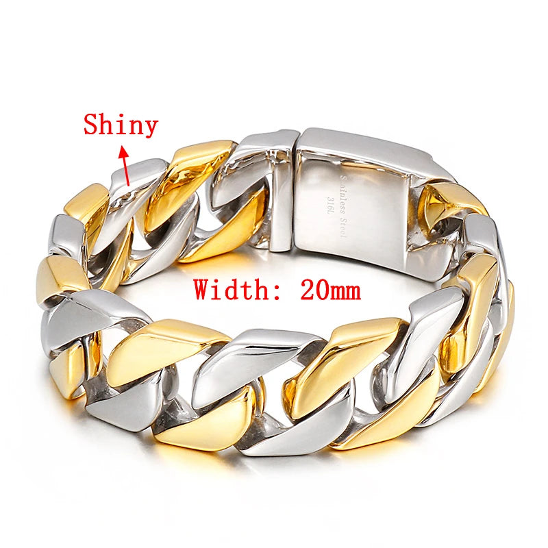 KALEN 20mm Miami Bracciali Peruviani Stainless Steel Cuban Hiphop Chain Link Bracelet
