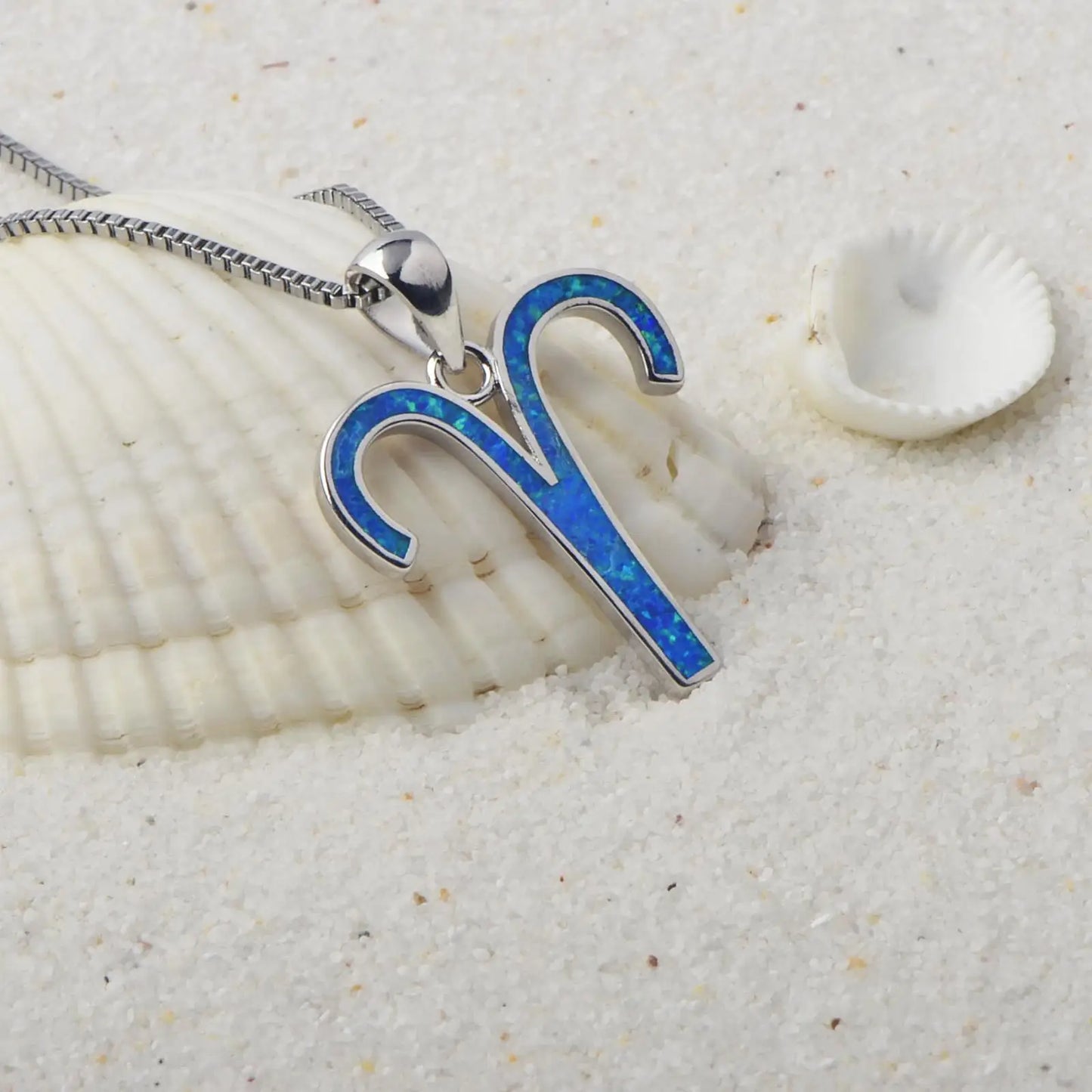 Aries Zodiac Pendant - Blue Opal Inlaid Silver Plated Horoscope Jewelry for Women Wholesale