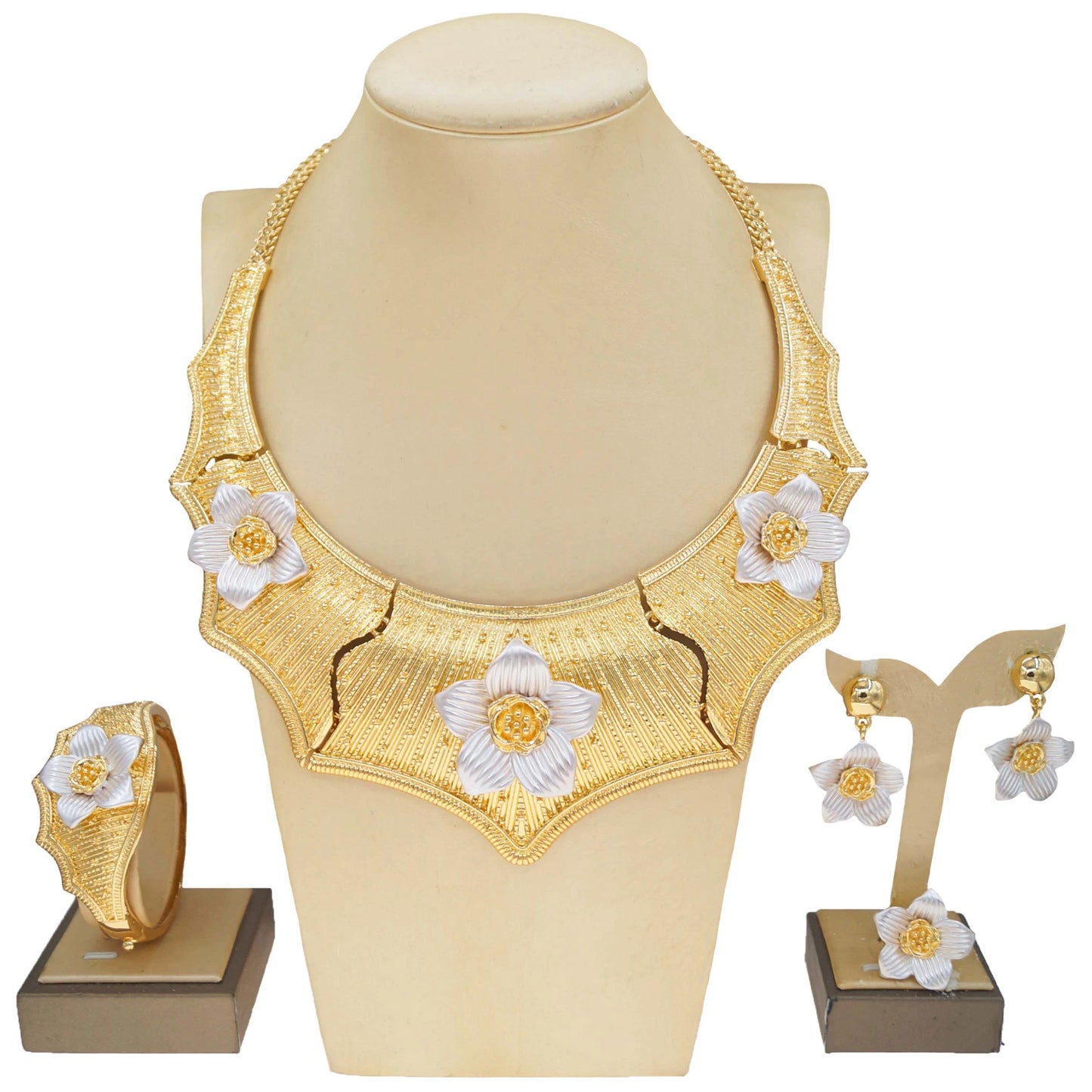 Zhuerrui New Italian Gold-Plated Jewelry Set Dubai Heavy Industries Floral Elements Styling Atmospheric Party AccessoriesH00762