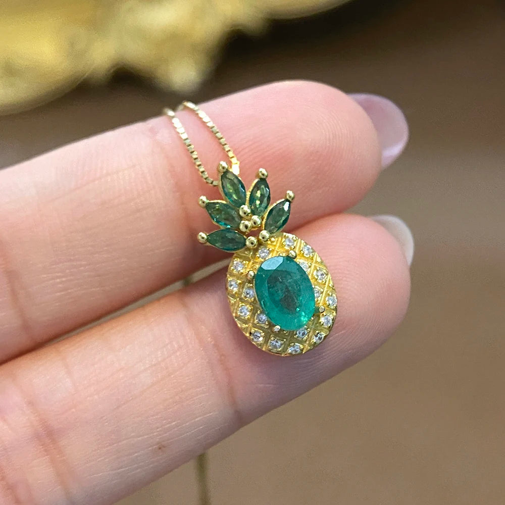 Gioiellieri Natural Green Emerald Jewelry for Women with 925 Sterling Silver Pendant May Birthstone Fine Jewelry Wedding Anniversary Choice