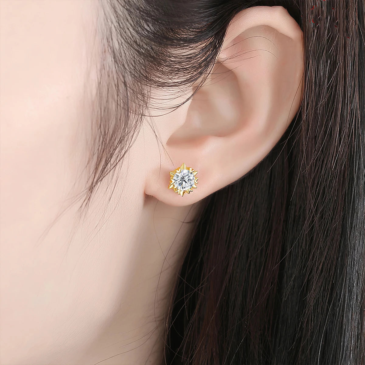 Gioiellieri High-end Jewelry Supplier Moissanite 0.5CT 1CT 2CT 14k Gold VVS1 Moissanite Stud Earrings With Gra Certificate