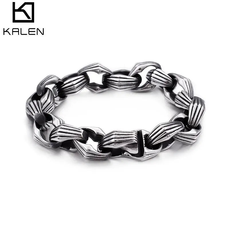 KALEN Punk 22cm Link Chain Stainless Steel  Bracelets for Men